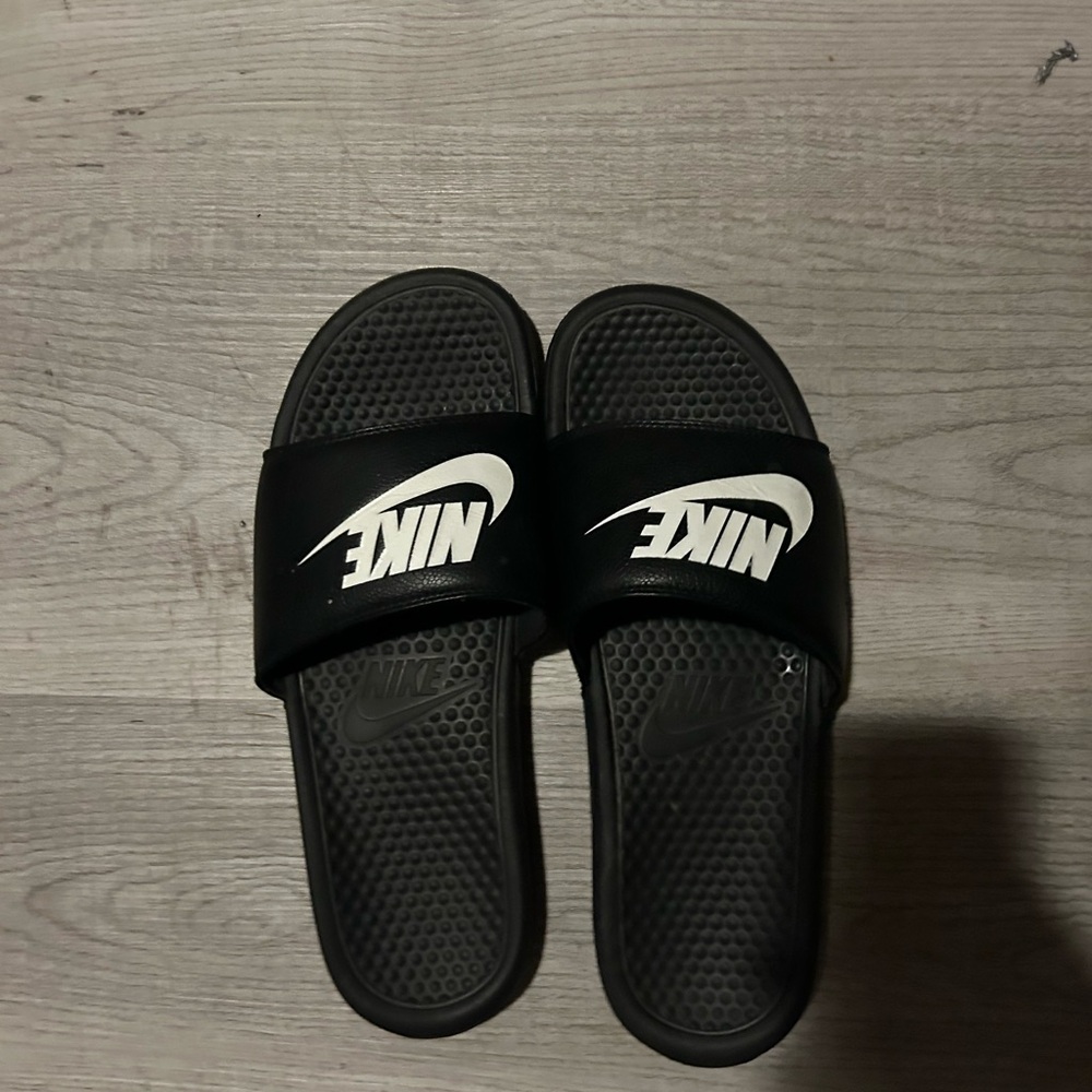 Black Nike slides size 12